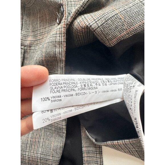ZARA Grey Black Brown Glen Plaid Single Breasted Blazer Jacket, Size M - Picture 14 of 15
